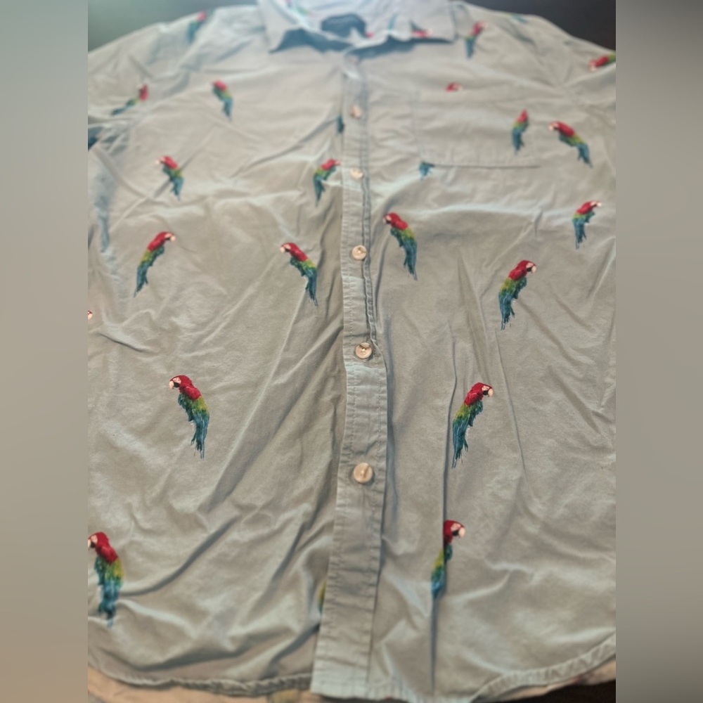 Pacsun Toucan Print Short Sleeve Button Up Sz. L Vacation Hawaiin Parrot Vintage - Picture 3 of 10